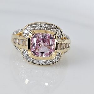 Rare Victoria Wieck Pink Sapphire & White Absolute Gemstones Vermeil Ring Sz 6!